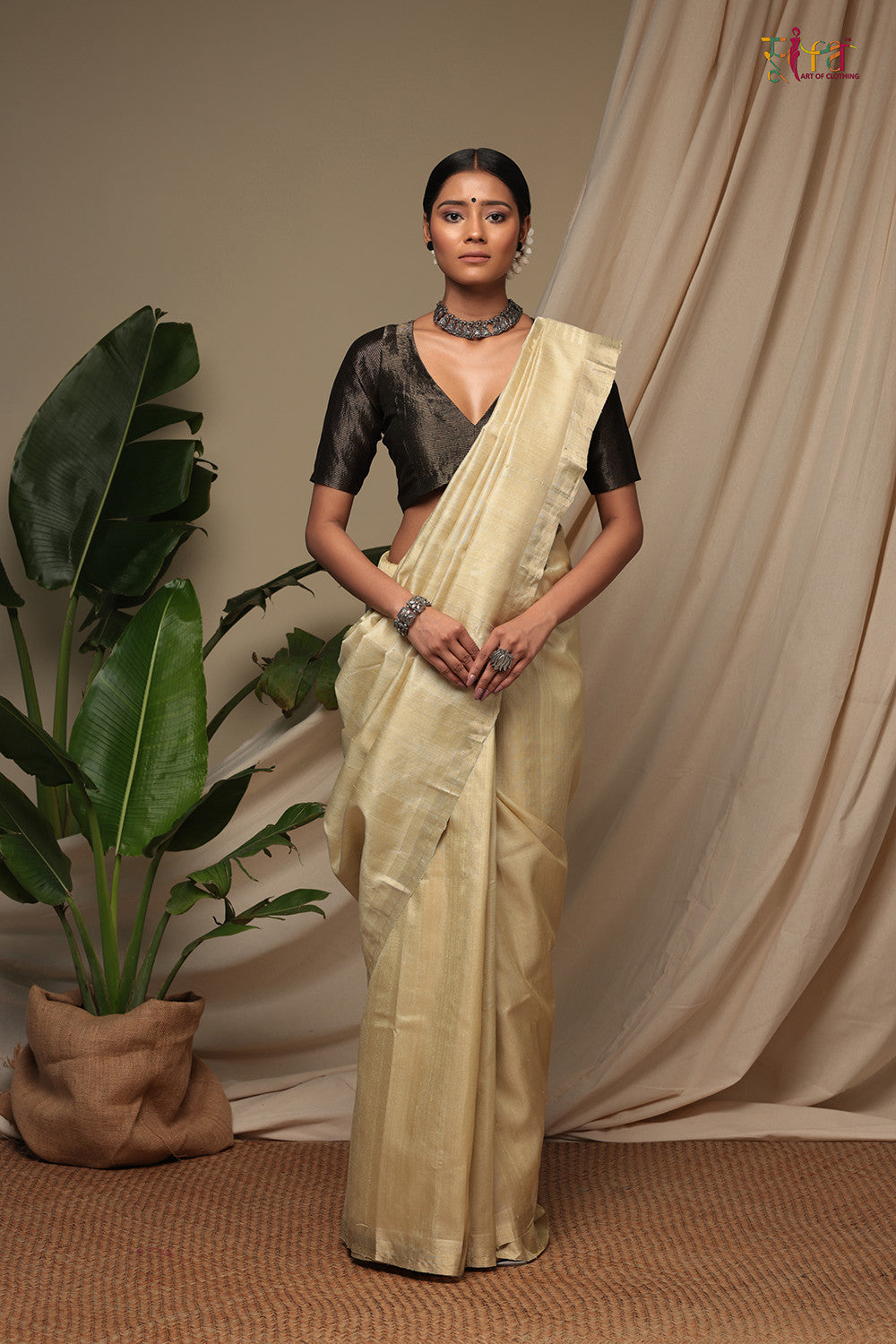 Ivory White Woven Kanjivaram Saree:Limited Edition – Ethnos