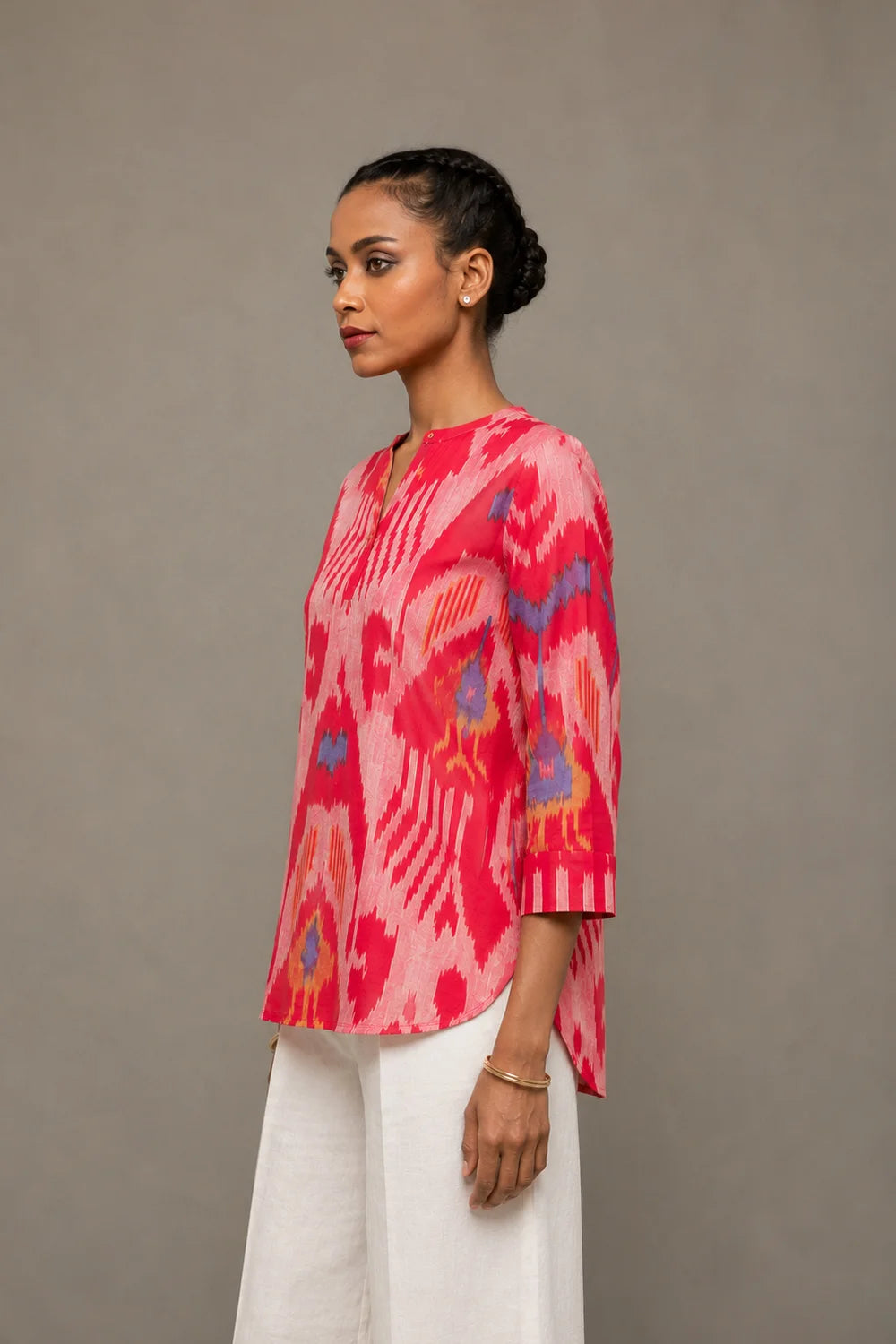 Handloom Pink Abstract Ikkat Top