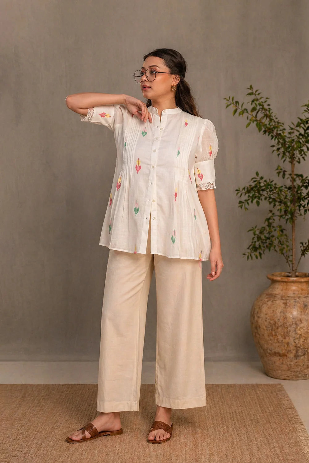 Whimsy White Jamdani Top