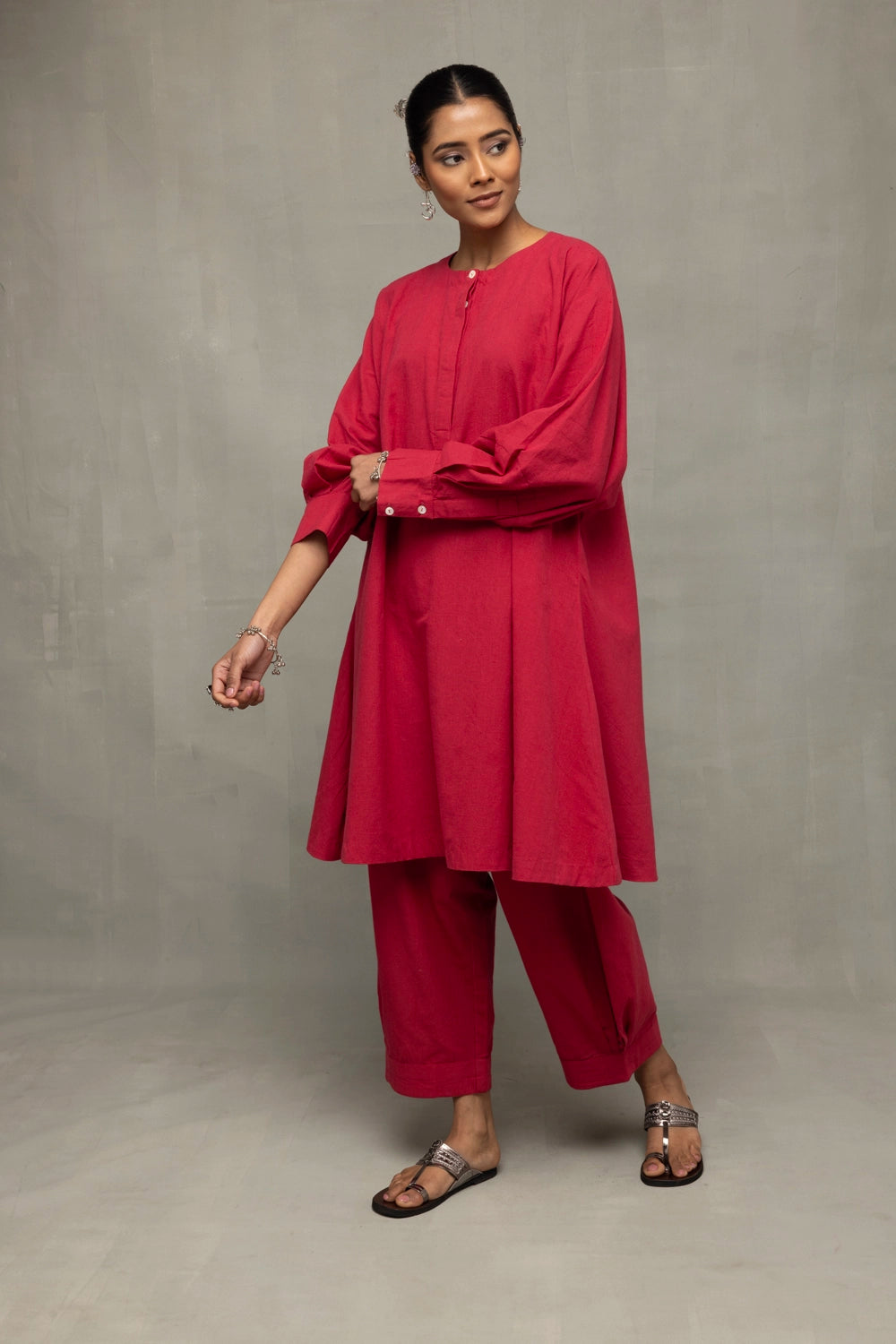 Crimson Pink Kala Cotton Oversized Co-ord Set