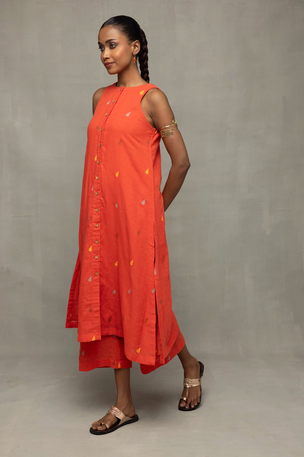 Coral Jamdani A-Line Co-ord Set