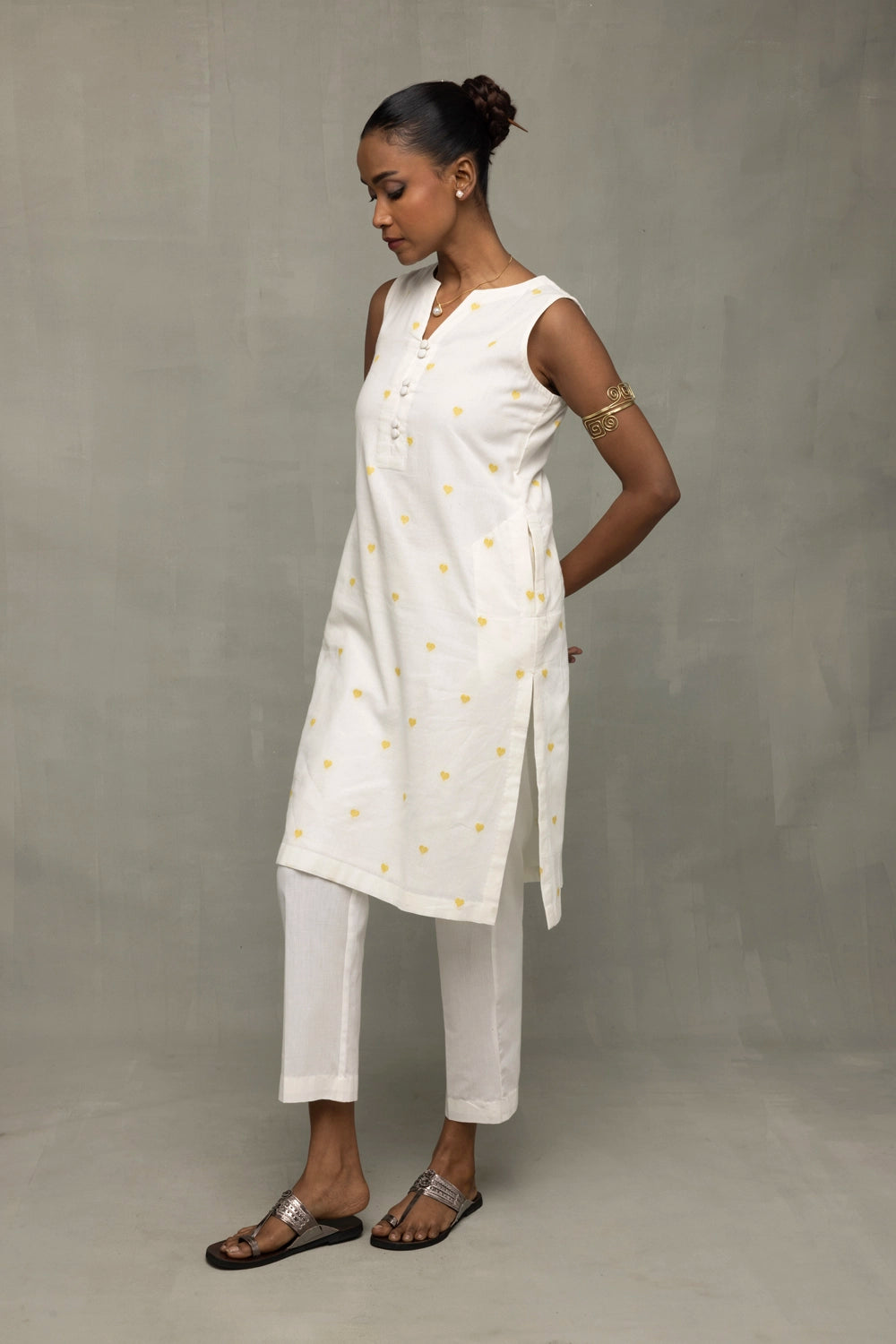 Ivory Hearts South Cotton Sleeveless Co-Ord Set