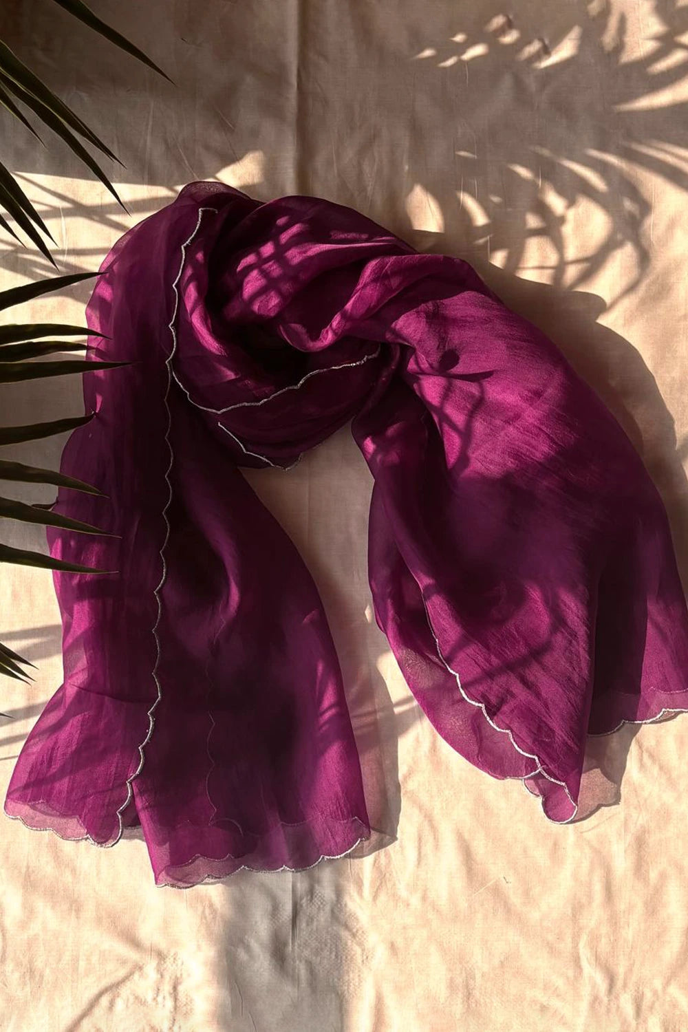 Rich Purple Pure Organza Silk Banarsi Dupatta