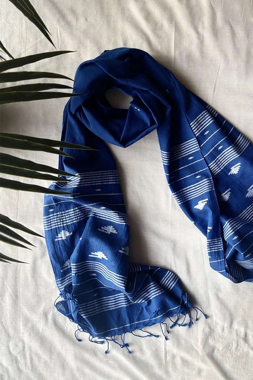 Handloom Calm Blue Taranga Jamdani Dupatta