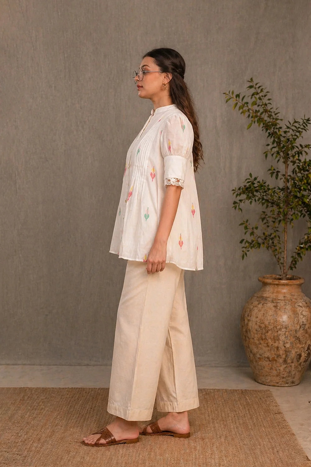 Whimsy White Jamdani Top