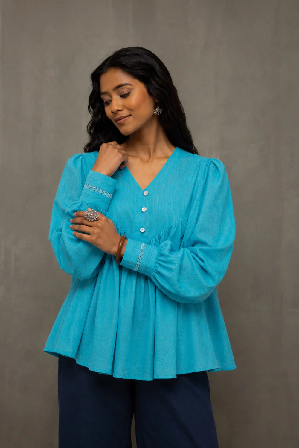Turquoise Blue Flared Top