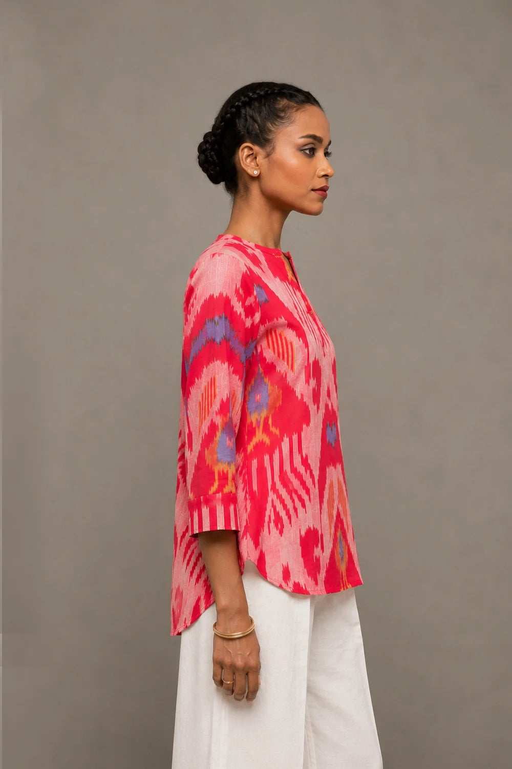 Handloom Pink Abstract Ikkat Top