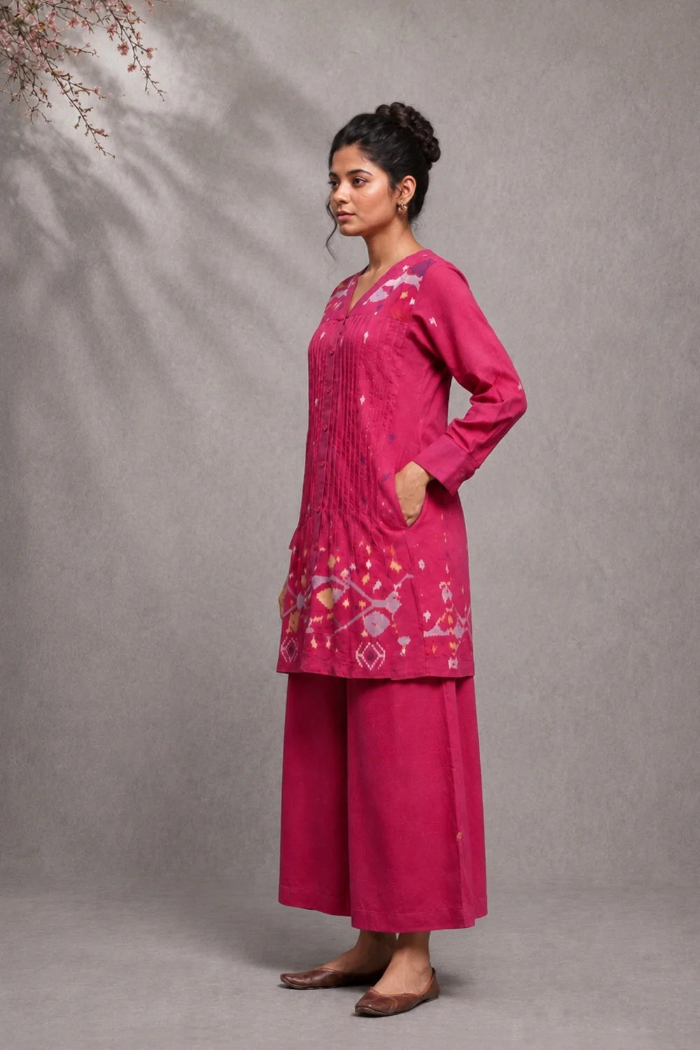 Fuchsia Pink Jamdani Skord