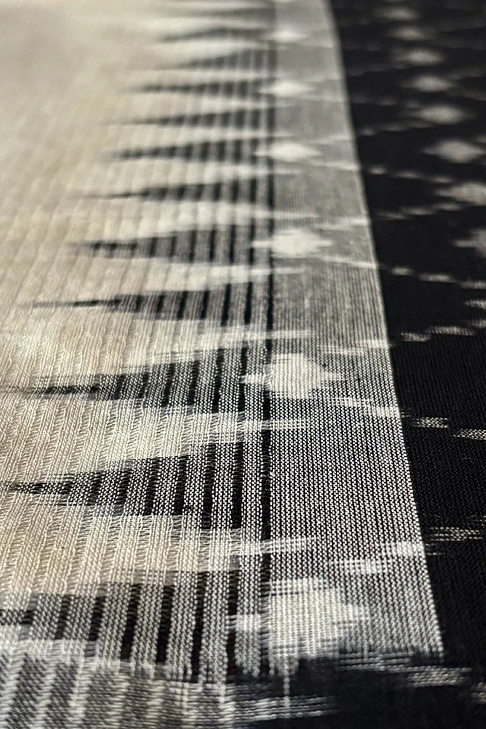 Handloom Multi Colour Black Temple Border Ikkat Dupatta