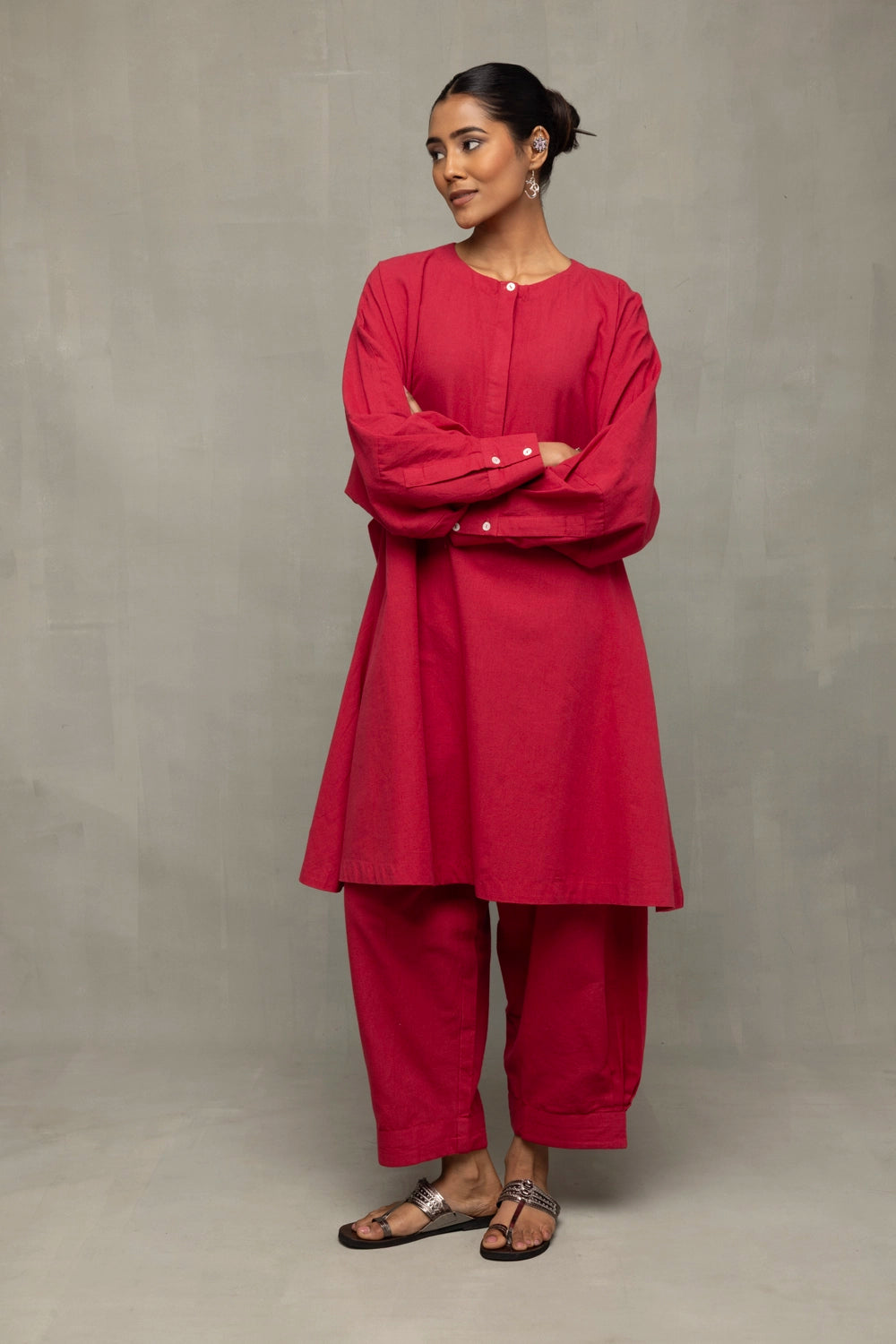 Crimson Pink Kala Cotton Oversized Co-ord Set