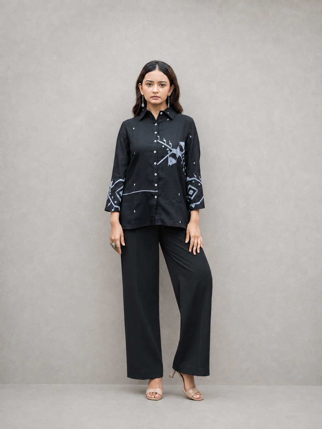 Black Eclipse Jamdani Cotton Shirt