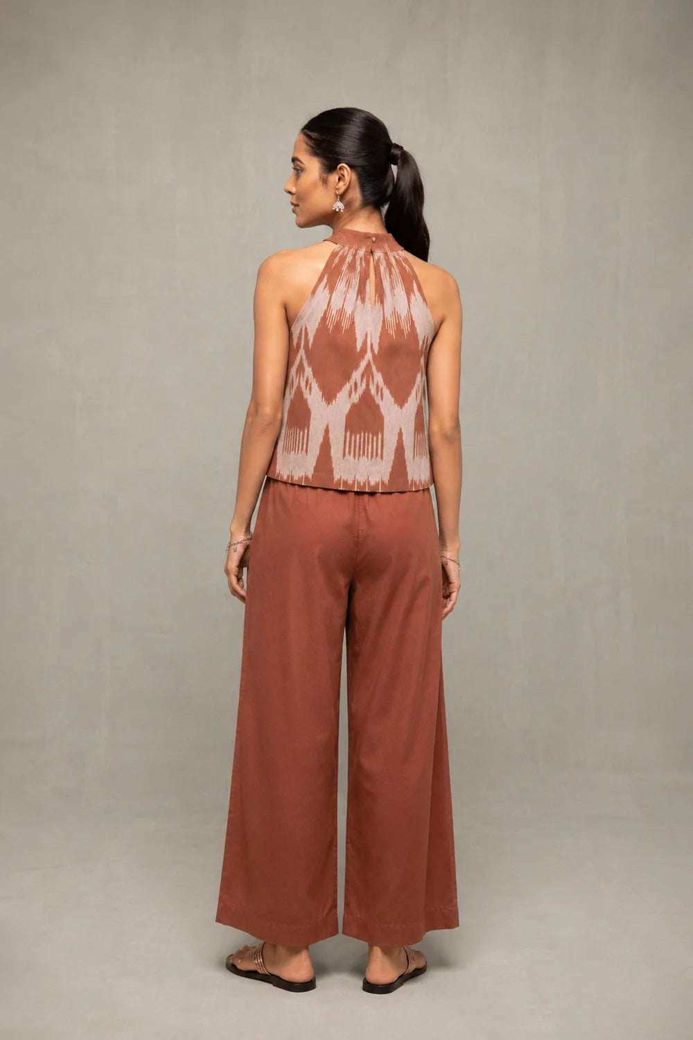 Handloom Brown Abstract Ikat Co-Ord Set