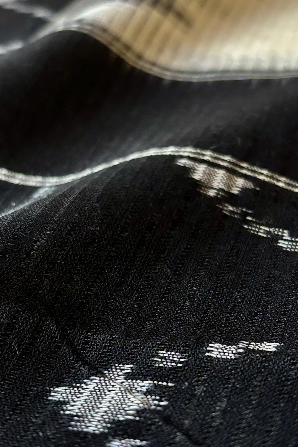 Handloom Multi Colour Black Temple Border Ikkat Dupatta