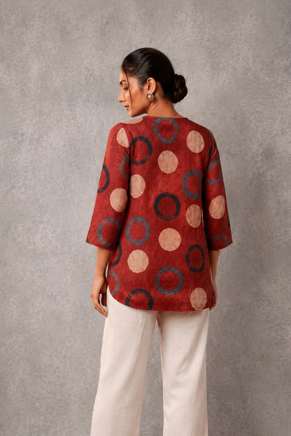Red Ring Ajrakh Top