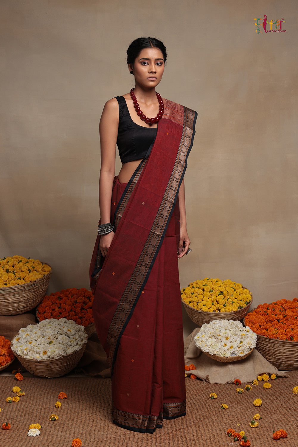 Kanchi Cotton Dark Pink Checked Saree With Contrast Border – Kumaran Silks