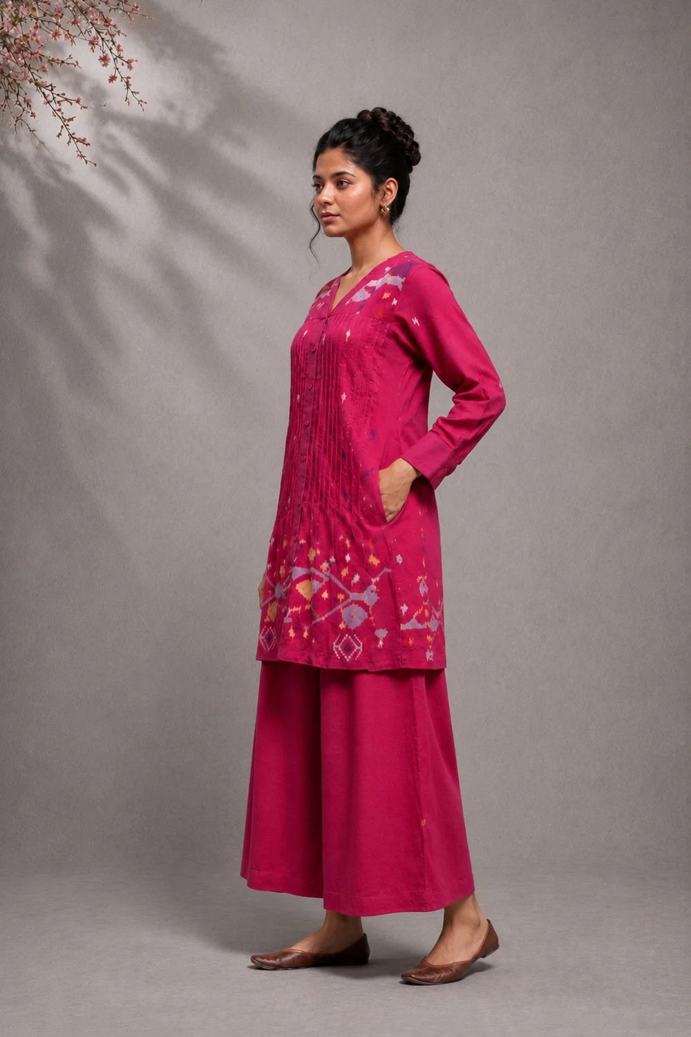 Fuchsia Pink Jamdani Skord