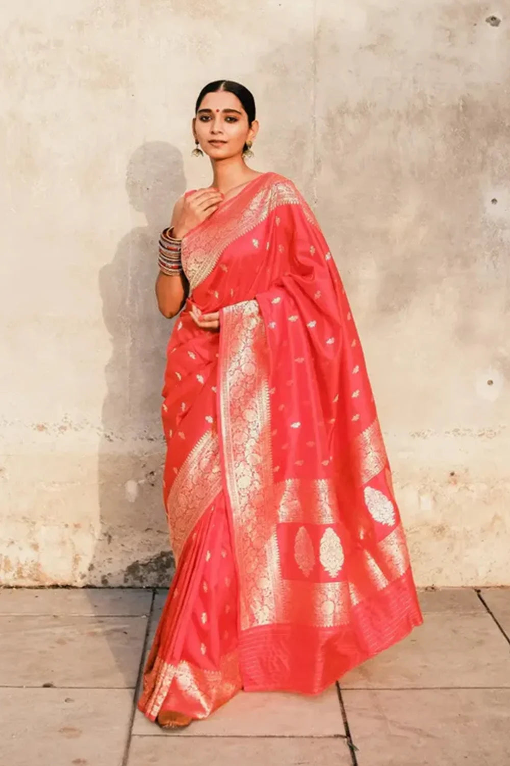 Handloom Red Pure Silk Banarasi Saree