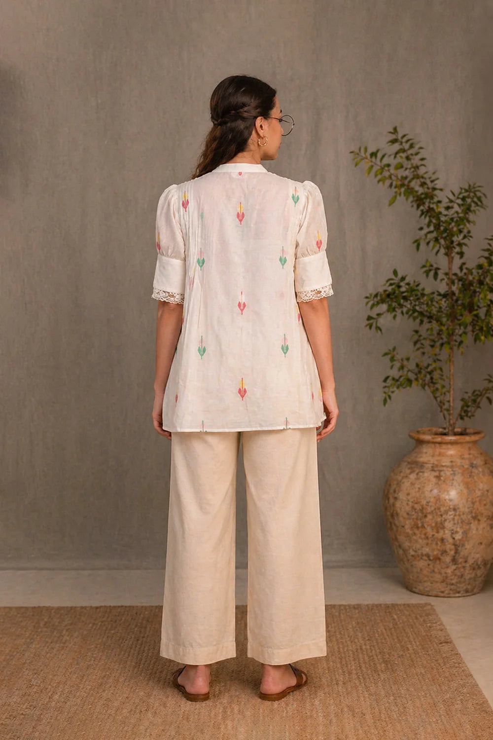 Whimsy White Jamdani Top
