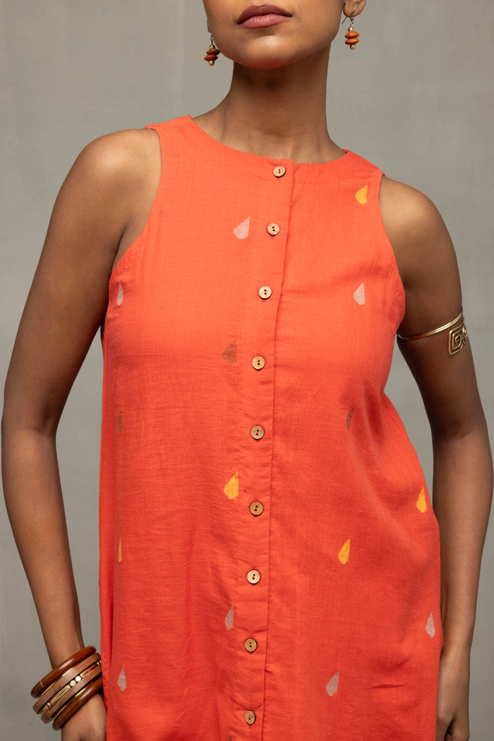 Coral Jamdani A-Line Co-ord Set