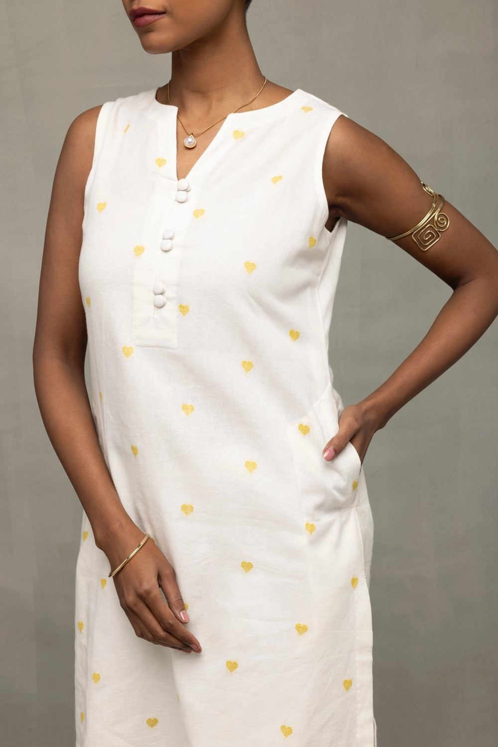 Ivory Hearts South Cotton Sleeveless Co-Ord Set