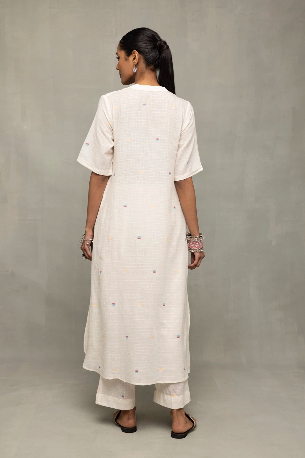 Ivory Jamdani Slit Co-Ord Set