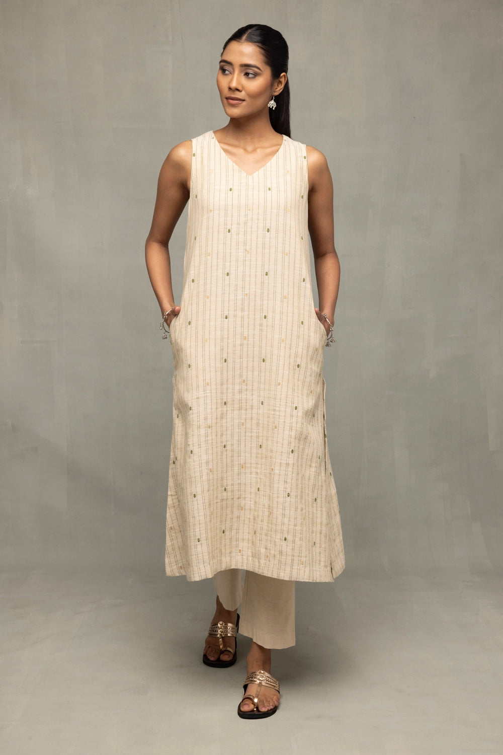 Sage Serenity South Cotton Zari Kurta Set with Dupatta