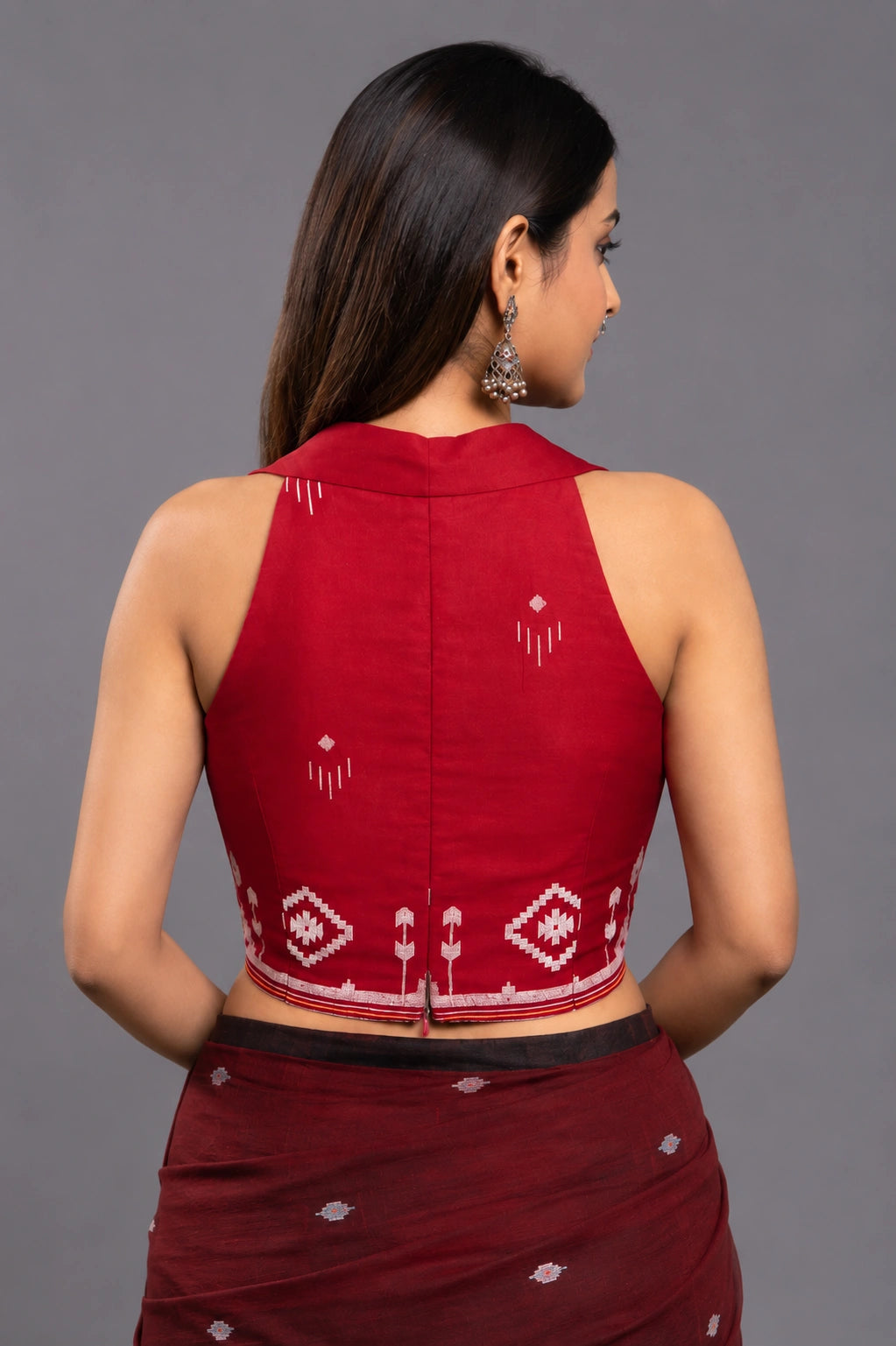 Mohak Red Jamdani Blouse