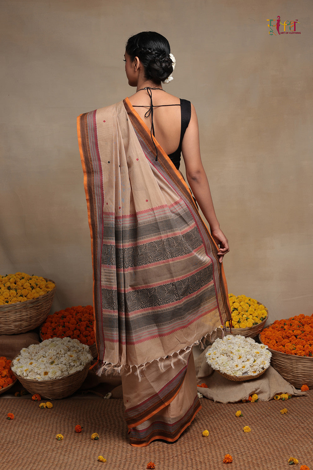 Beige Handloom Kanchi Cotton Saree