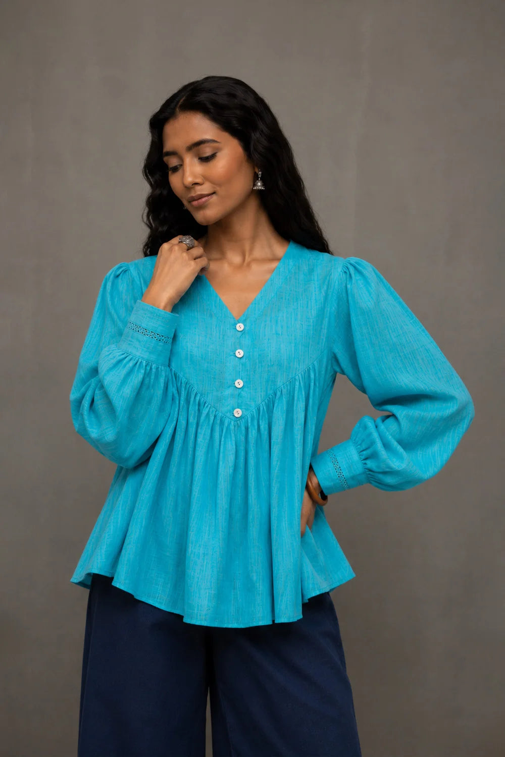 Turquoise Blue Flared Top