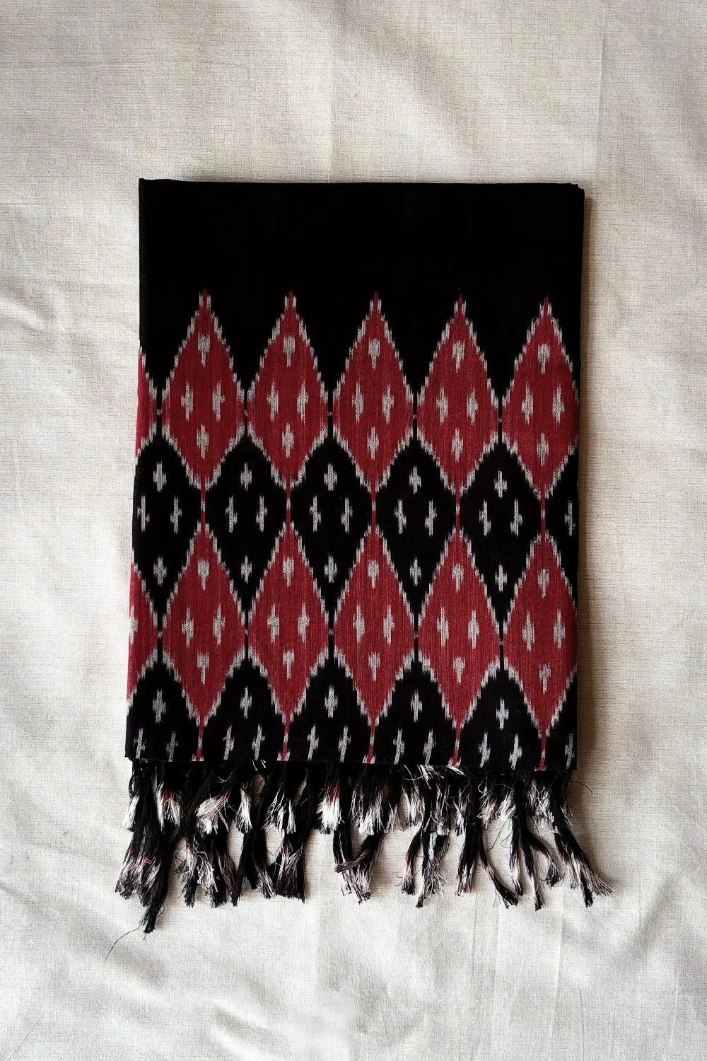 Handloom Multi Maroon Rust Ikkat Dupatta