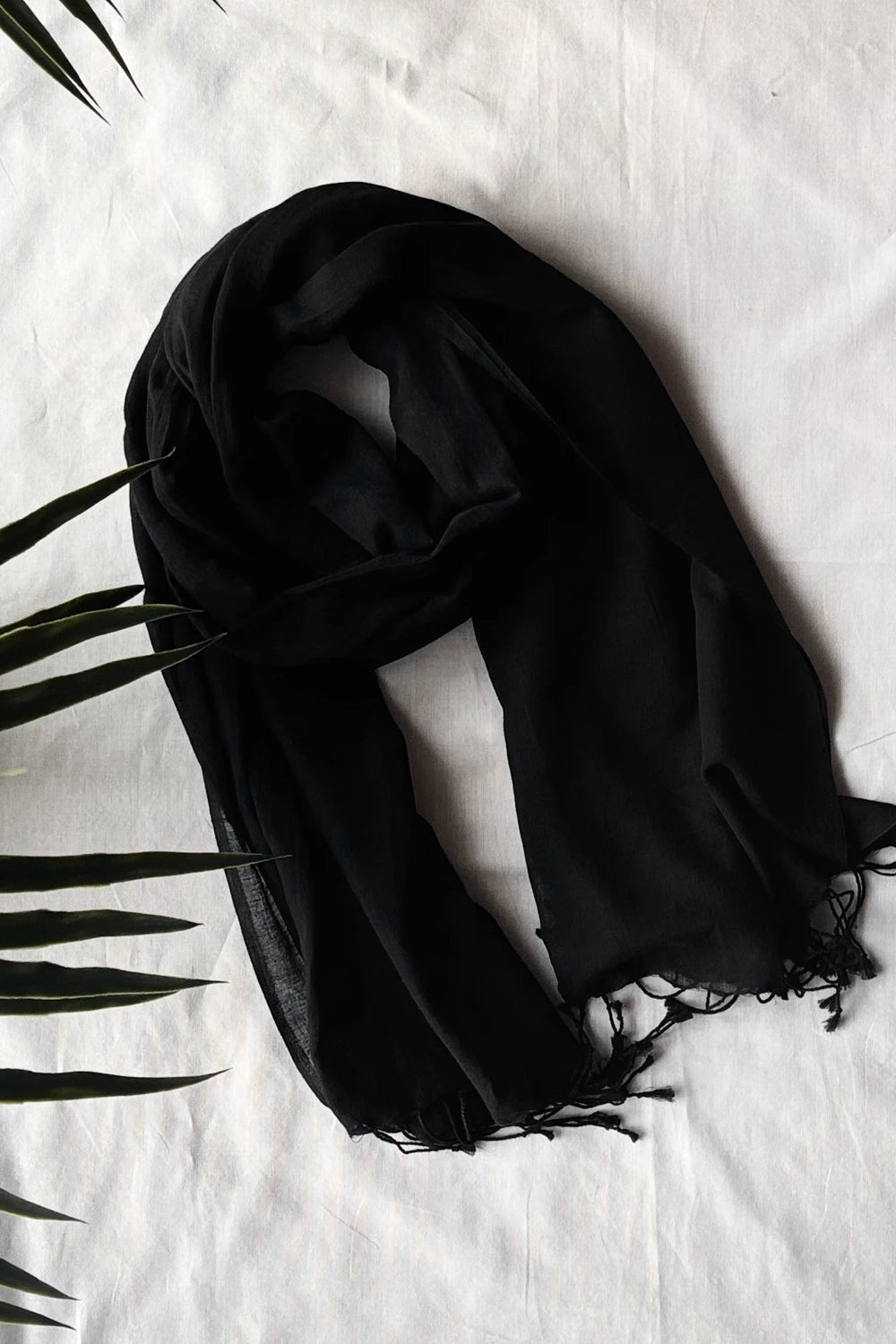Handloom Plain Black Dupatta