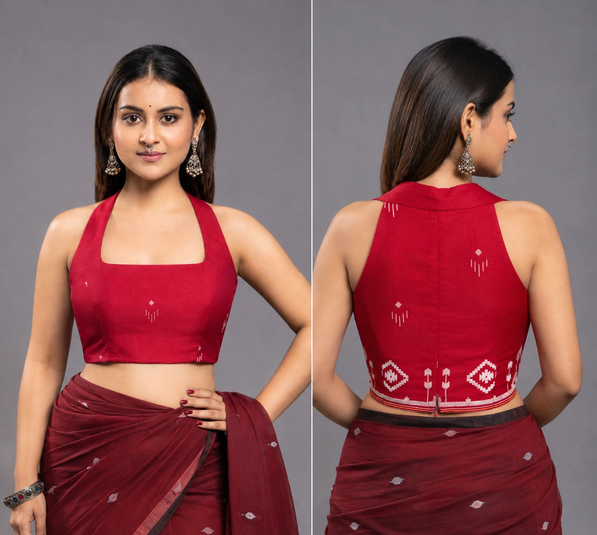Mohak Red Jamdani Blouse