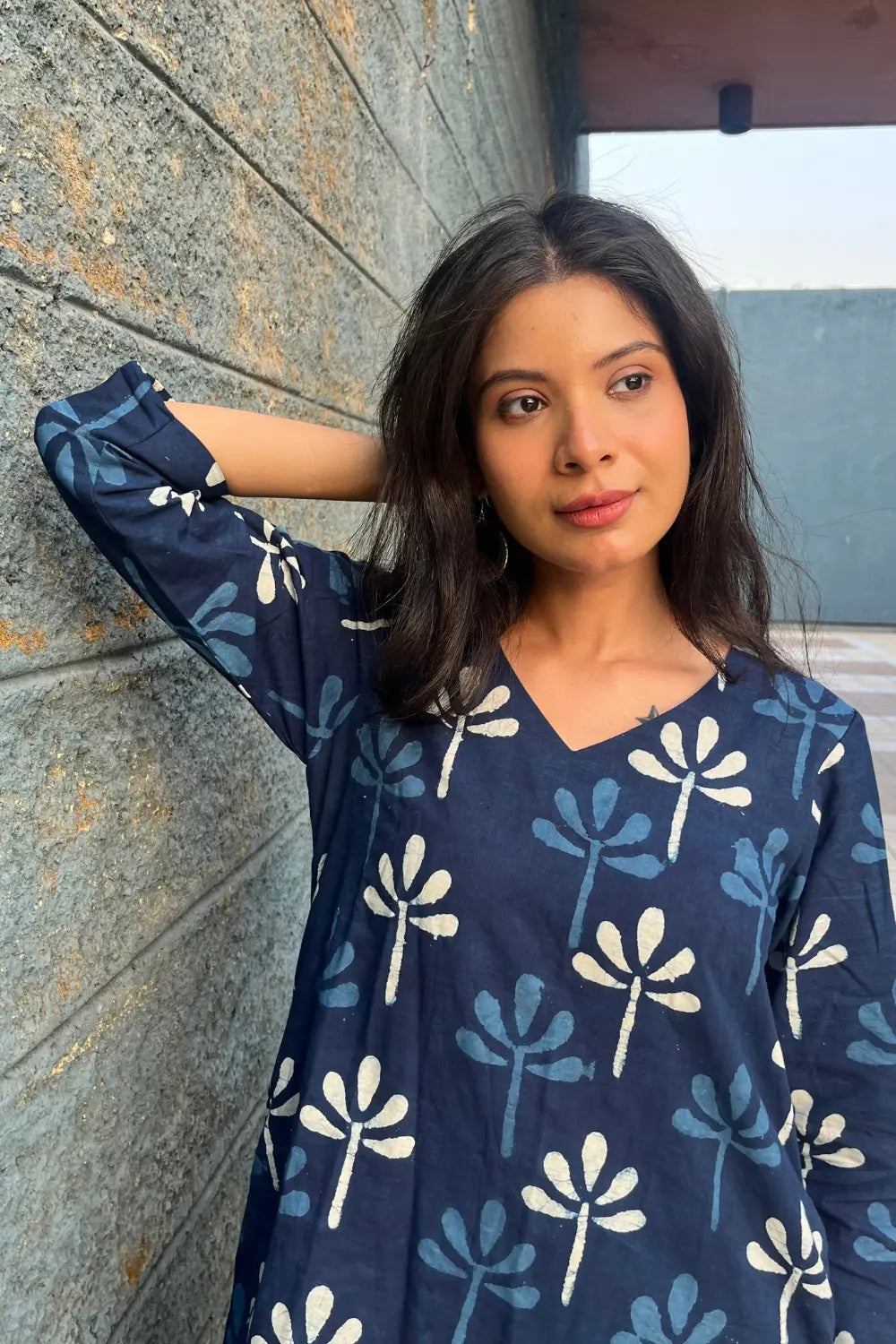 Indigo Block Print Dress