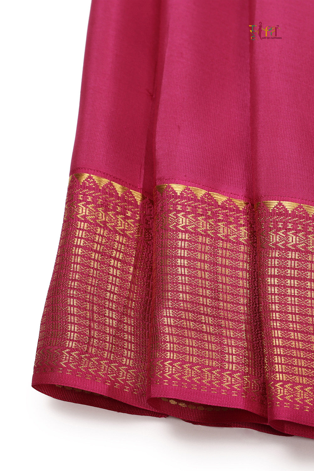 Handloom Cream Kanchipattu With Hot Pink Golden Zari Border