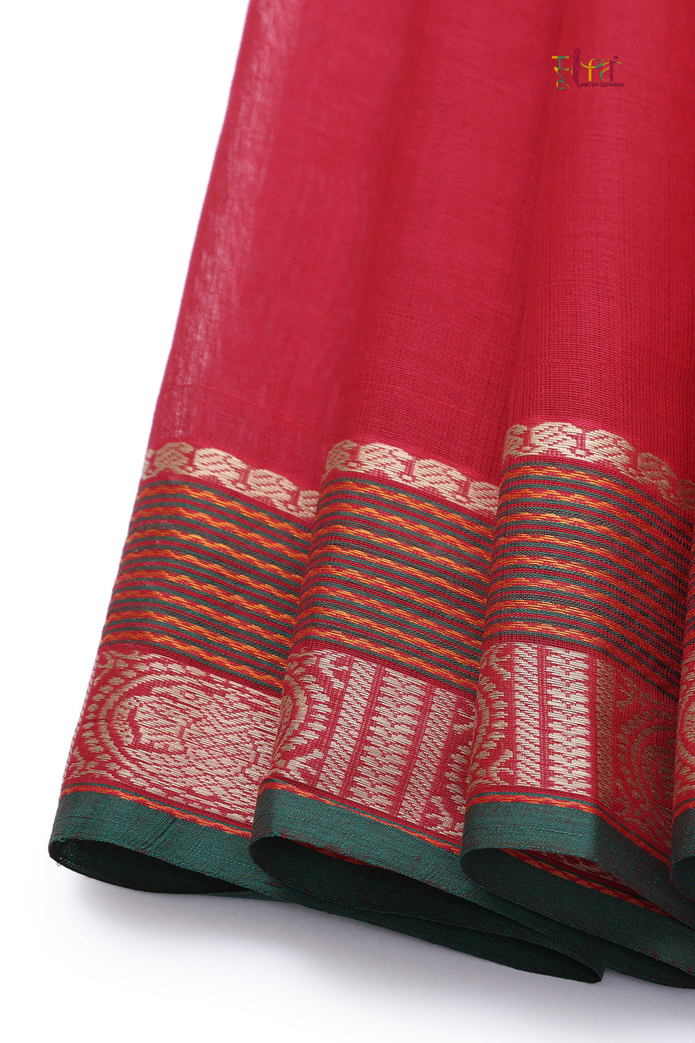 Handloom Magenta Pure Cotton Kanchi Saree