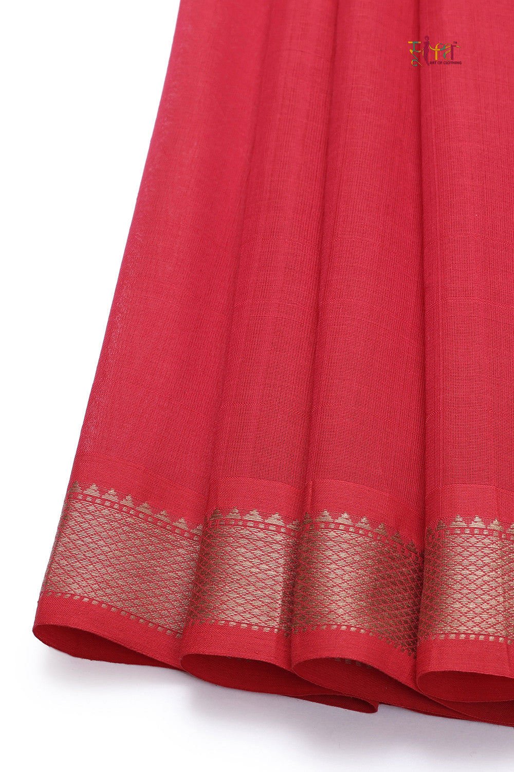 Handloom Raspberry Red Pure Cotton Kanchi Saree