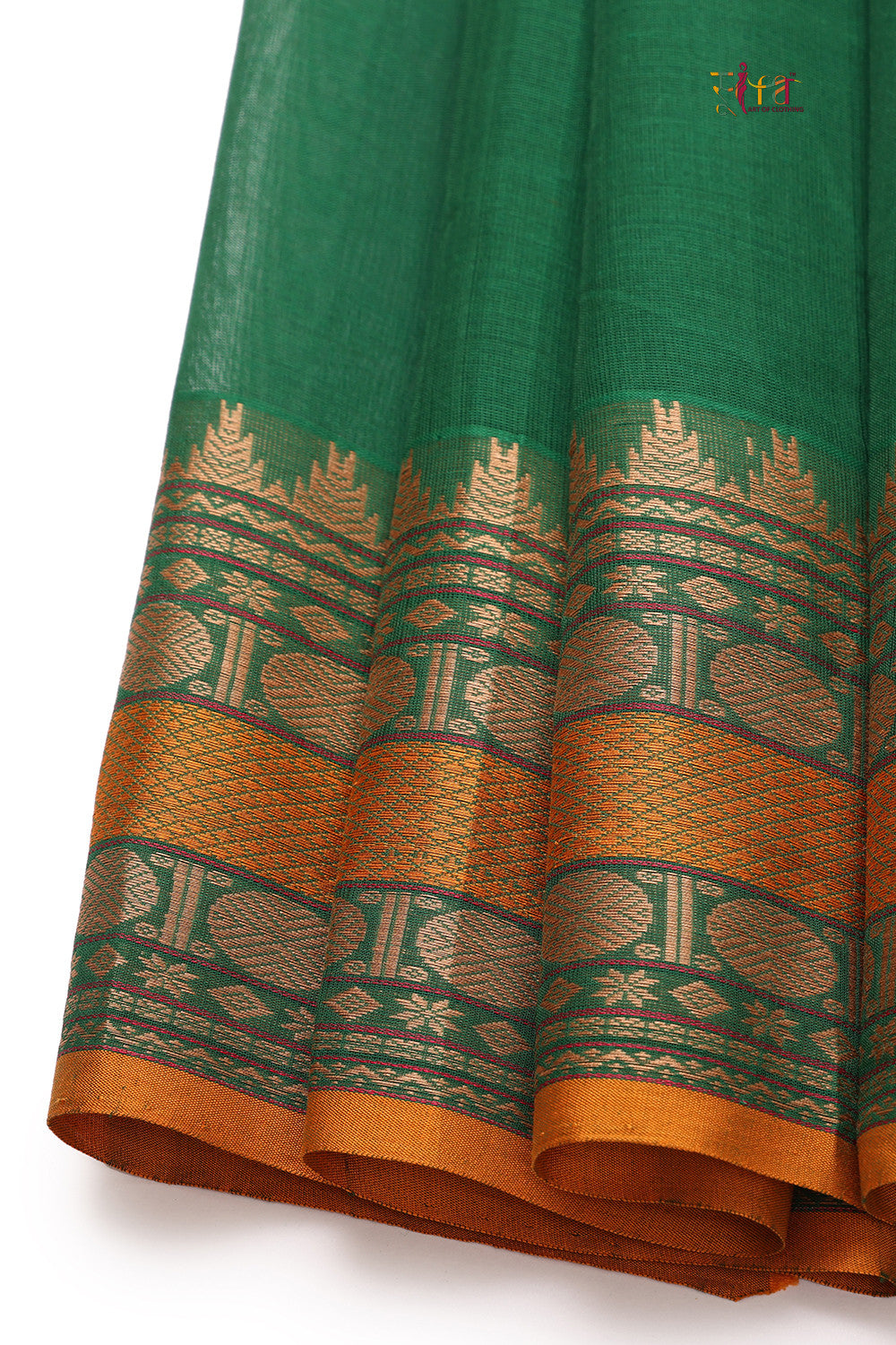 Pale Mustard Dual tone Kanchi Cotton Saree with Ganga Jamuna zari border,  No Blouse piece | Cotton saree, Cotton sarees online, Contrasting colors