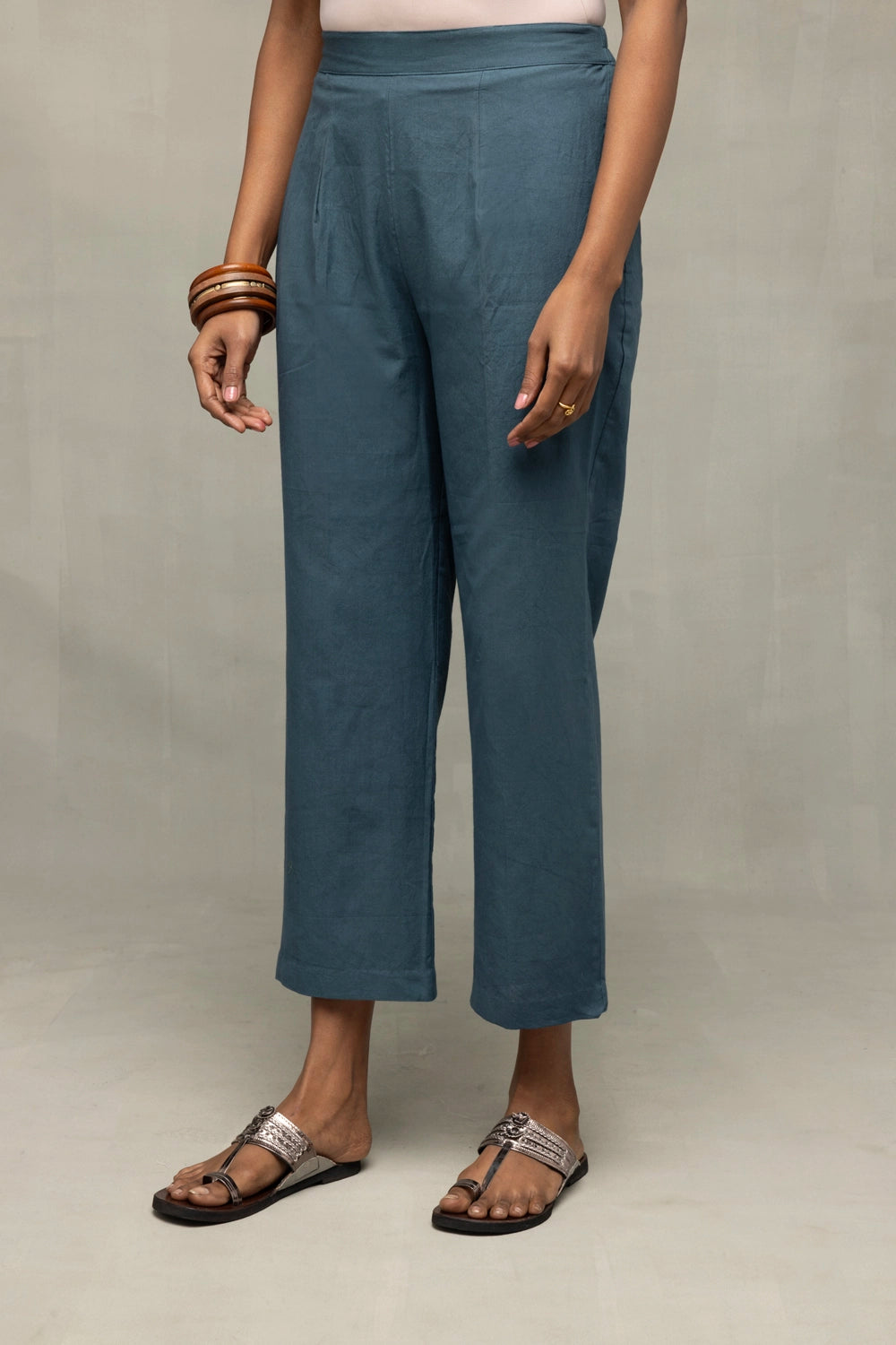 Teal Green Jamdani Kurta Set with Silver Zari Border and Dupatta