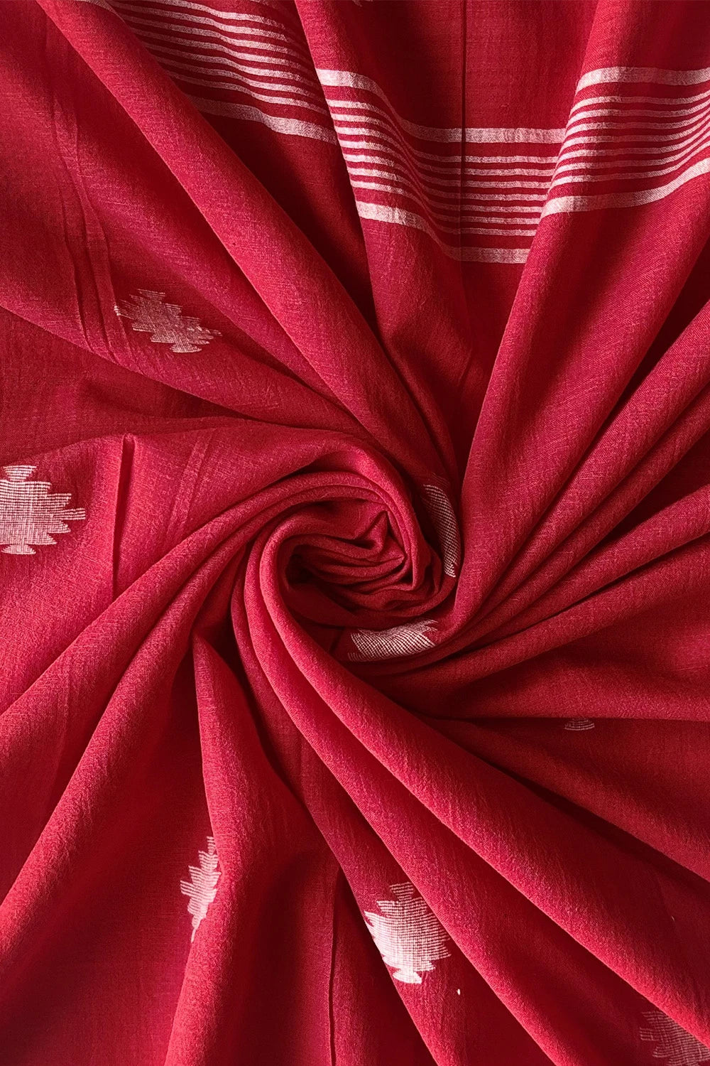 Handloom Cherry Red Yantra Jamdani Dupatta