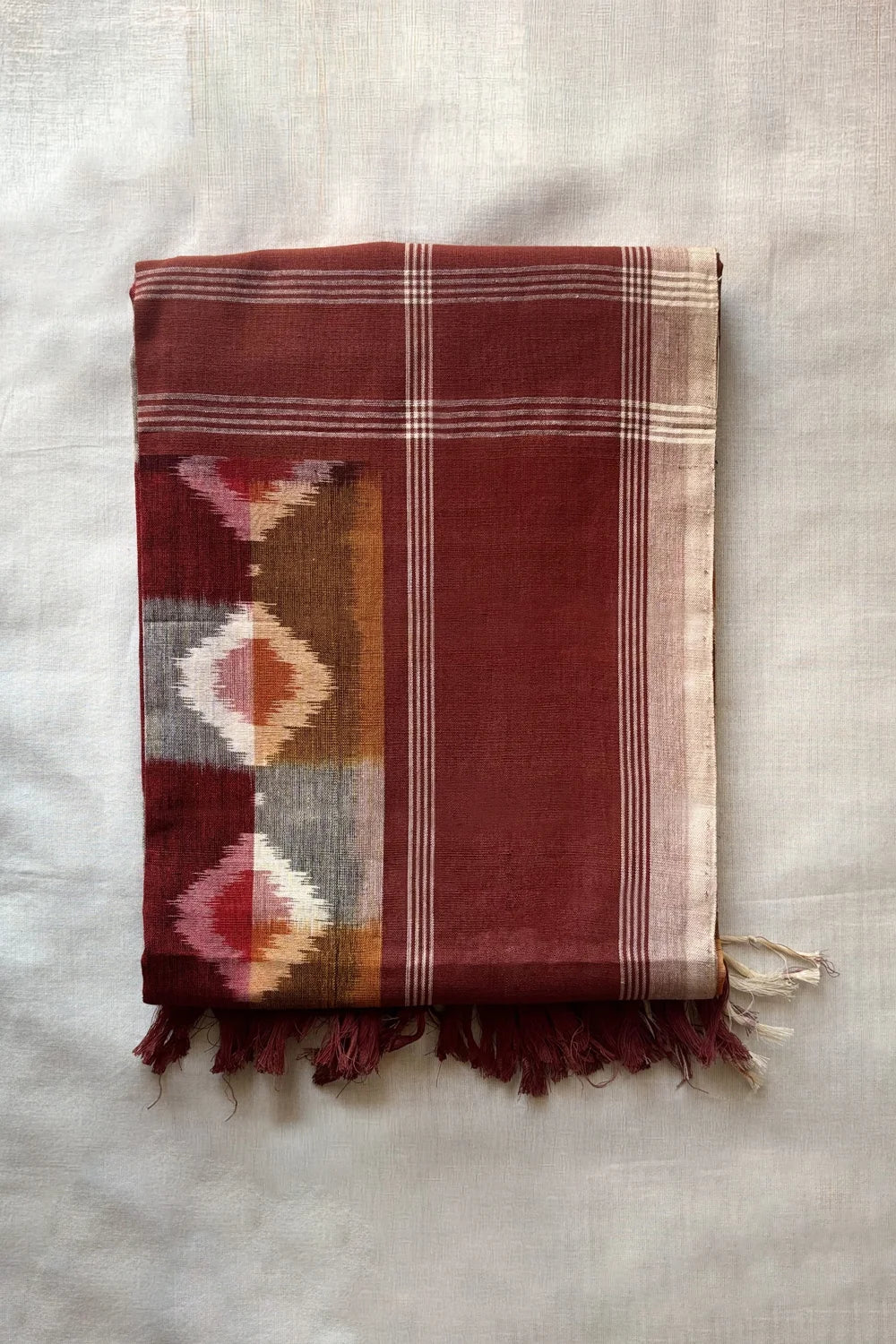 Handloom Multi Colour Brown Double Ikkat Dupatta