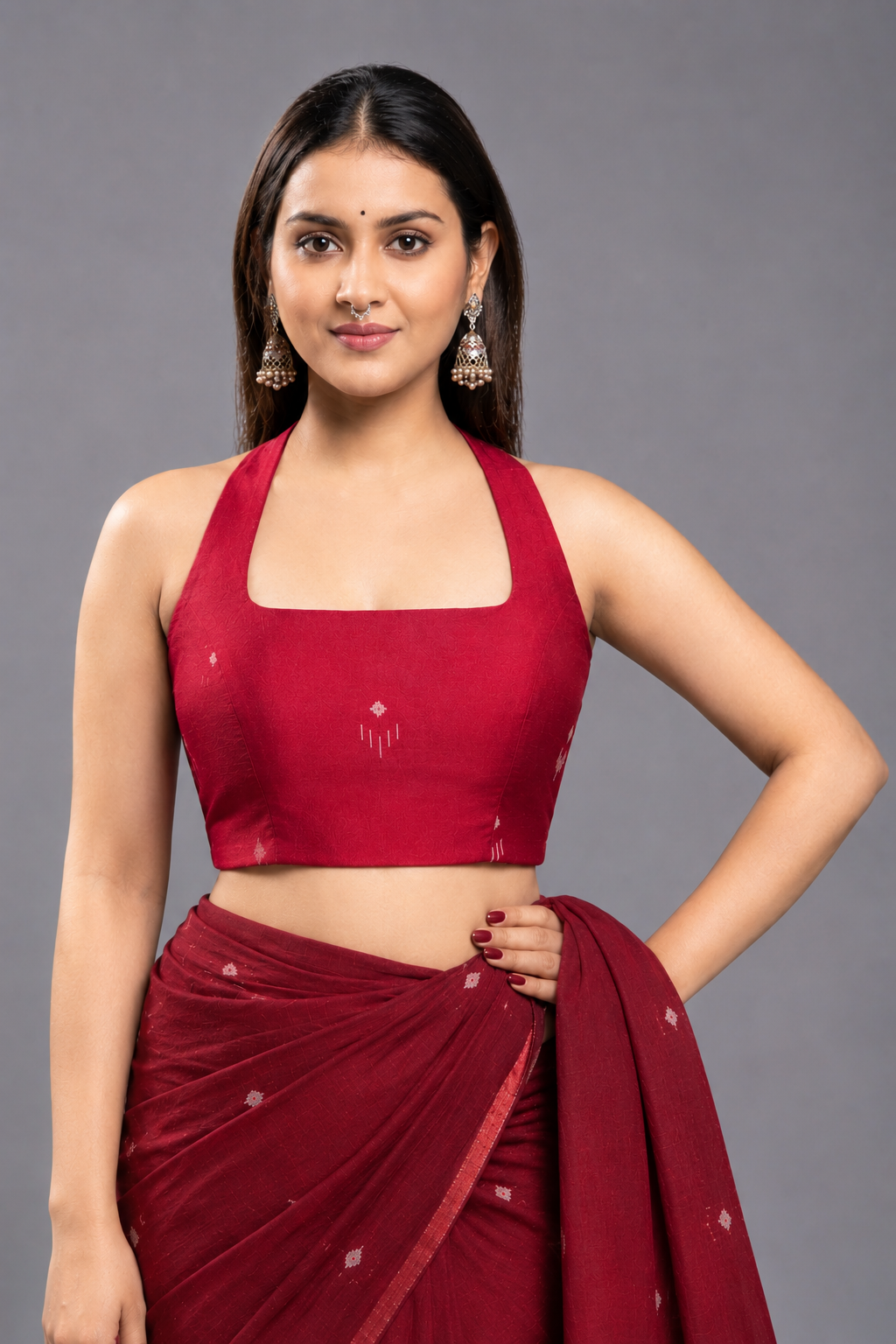 Mohak Red Jamdani Blouse