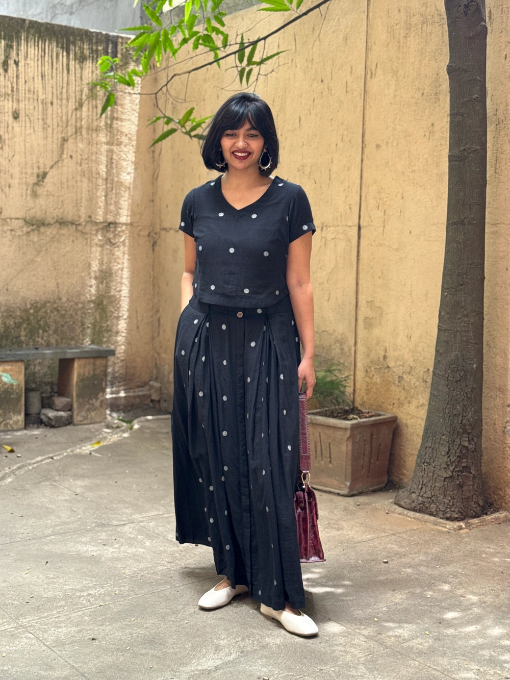 Black Polka Jamdani Skord