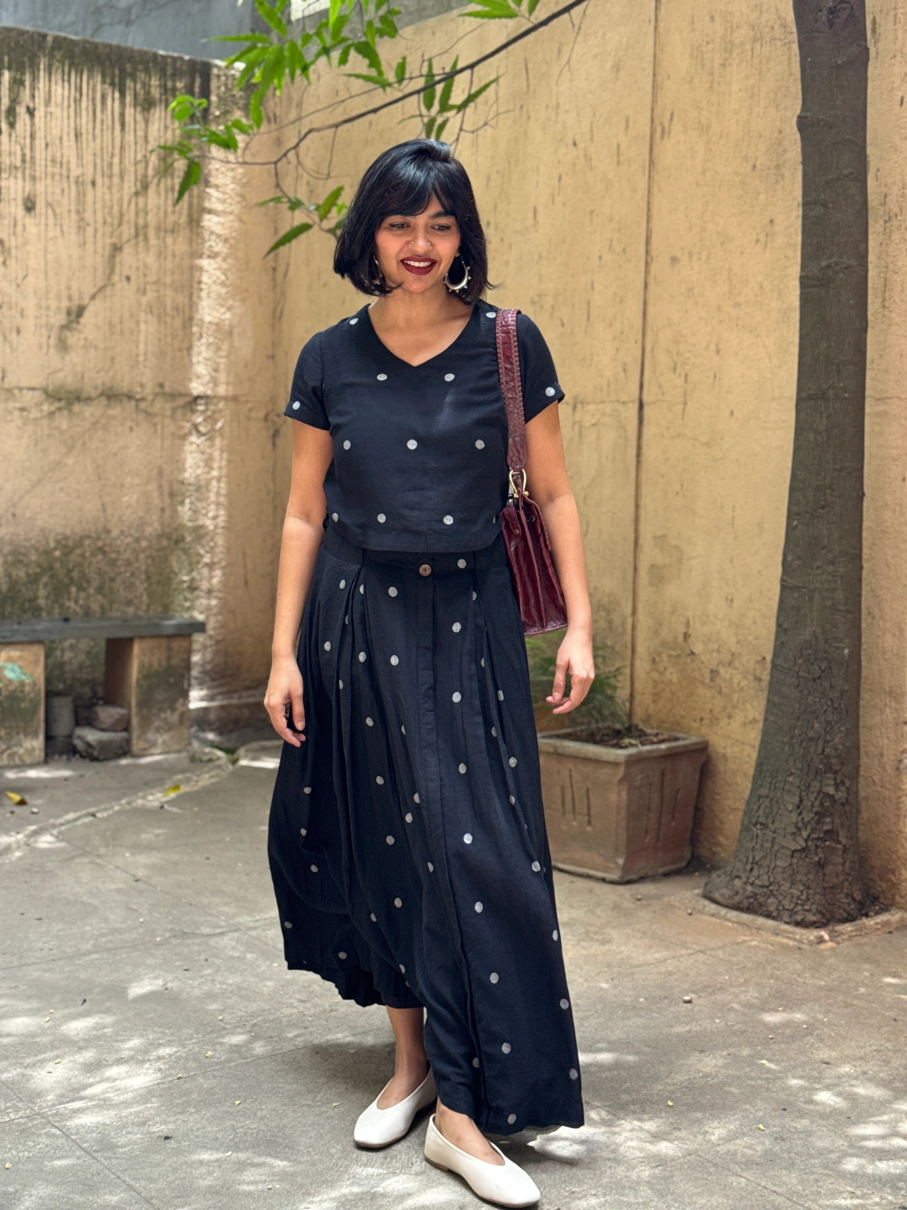 Black Polka Jamdani Skord