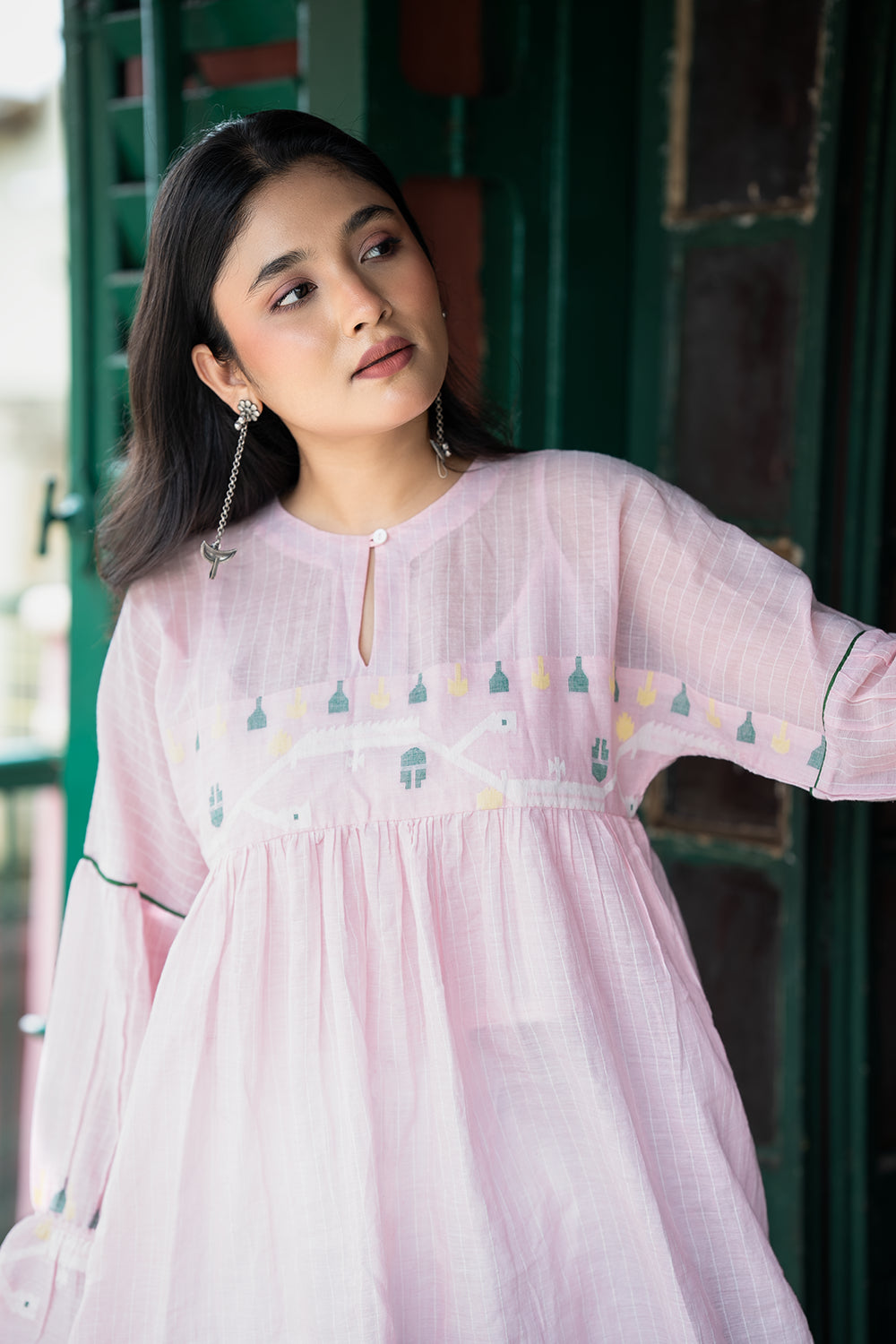Pink Whisper Handwoven Jamdani Top