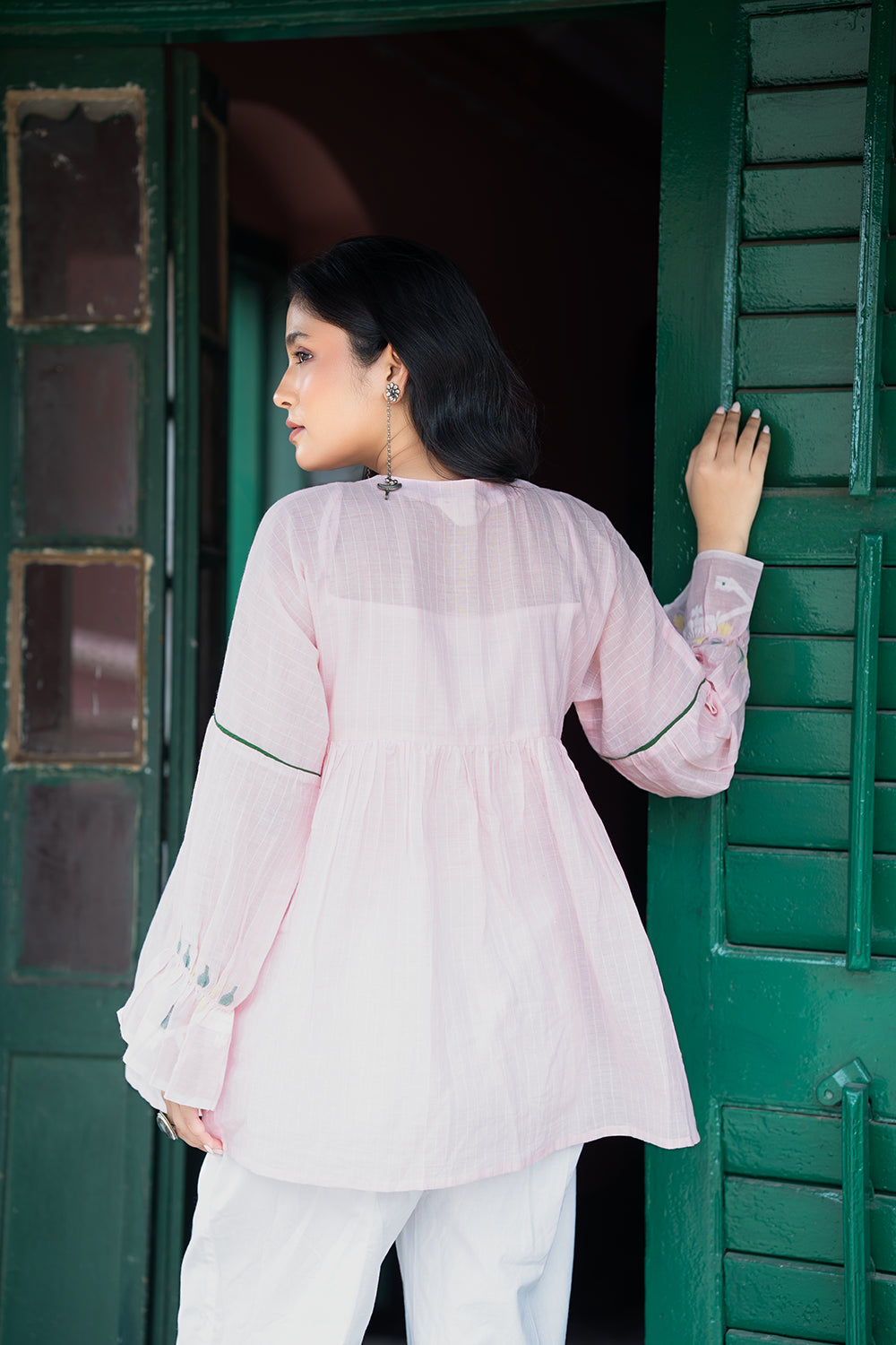 Pink Whisper Handwoven Jamdani Top