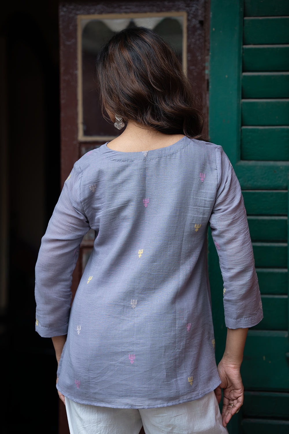 Grey Trishul Handwoven Jamdani Top