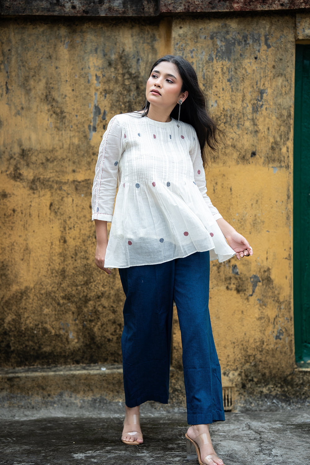 White Meadow Handwoven Jamdani Top