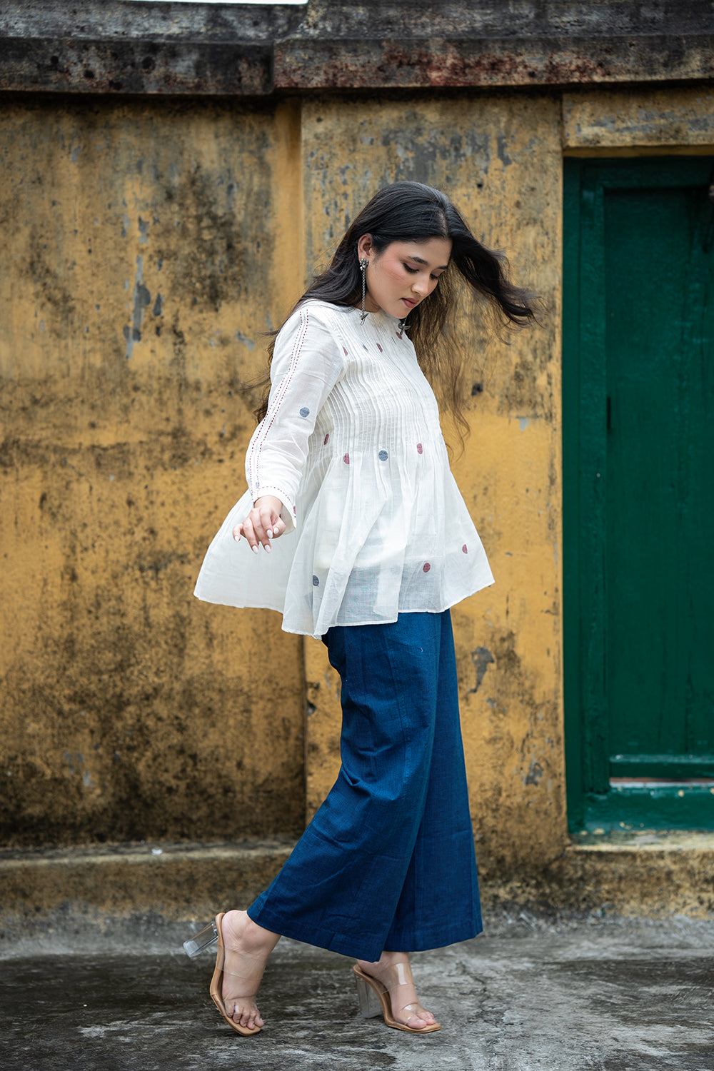 White Meadow Handwoven Jamdani Top