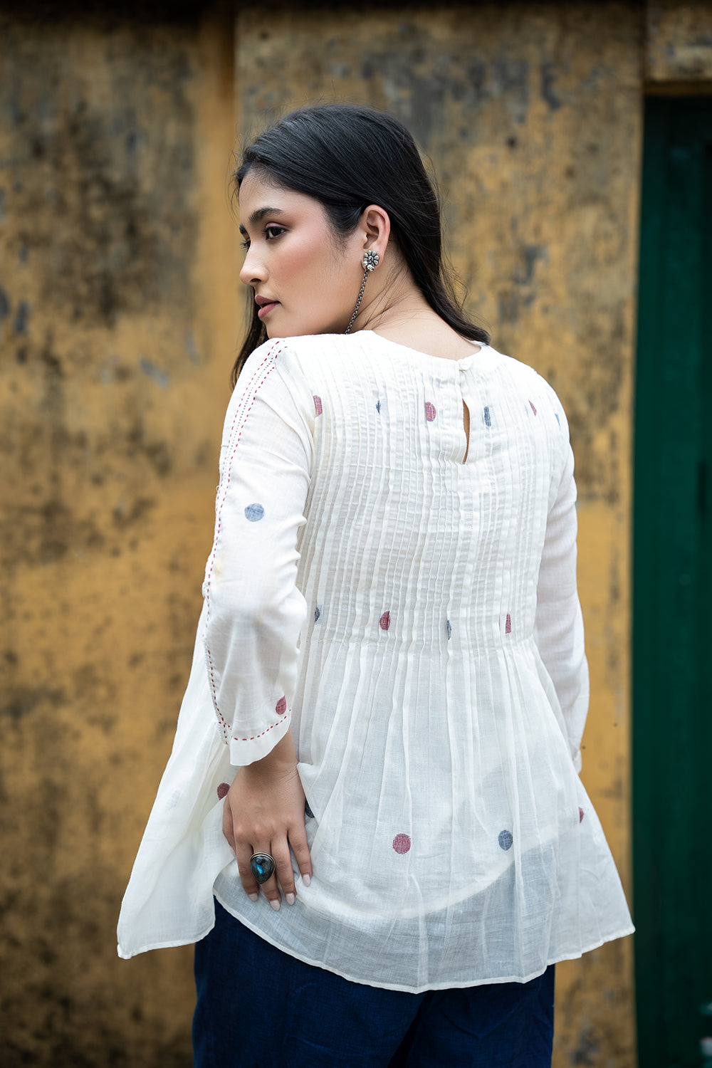 White Meadow Handwoven Jamdani Top