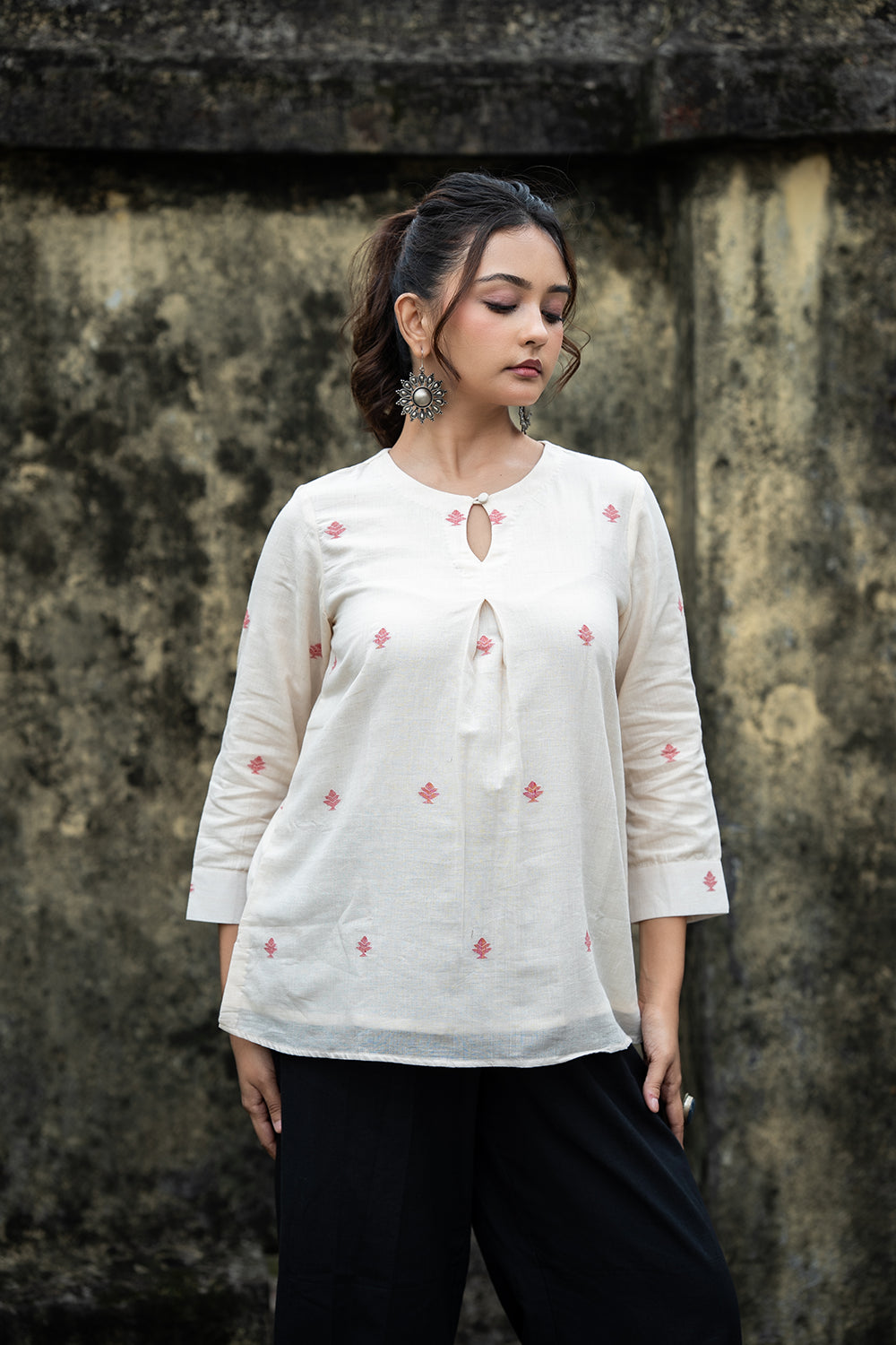 Ivory Petal Handwoven Jamdani Top